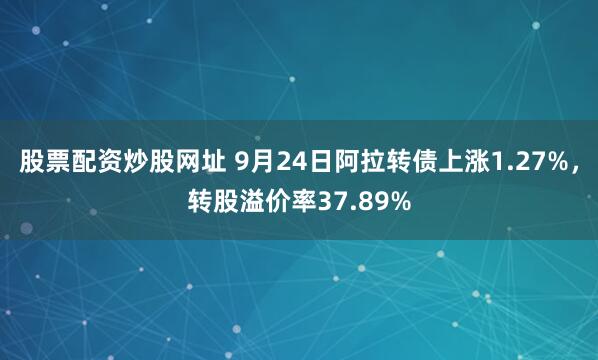 股票配资炒股网址 9月24日阿拉转债上涨1.27%，转股溢价率37.89%